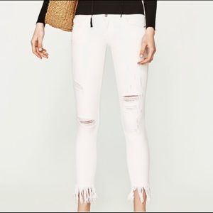White Skinny Ripped Zara Jeans